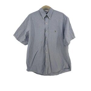 Ralph Lauren Oxford Shirt Men's XL Blue Classic Fit S/S Flesh Pony